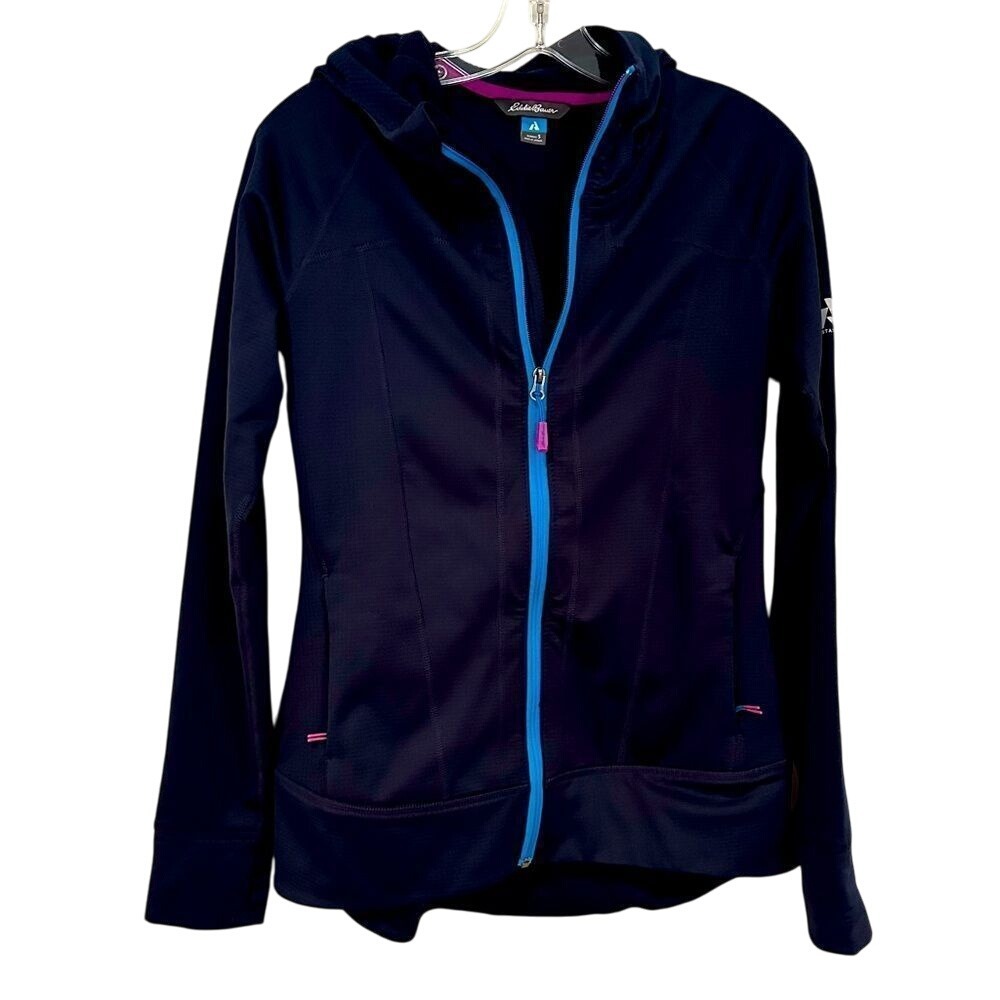Eddie Bauer First Ascent Zip Hoodie Jacket Women's Small Navy Thumbhole Pockets‎